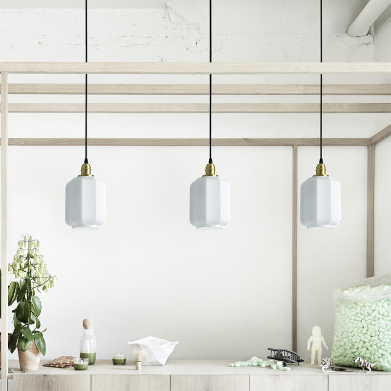 Nordic Vintage White Glass 1-Light Pendant Light
