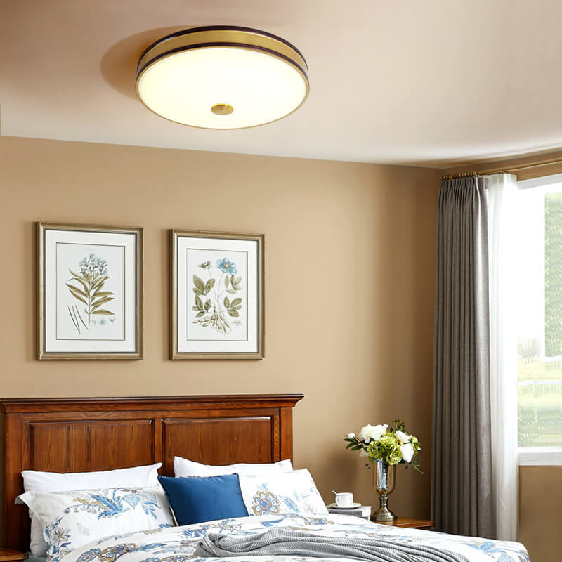 Retro Round Circle Iron  1-Light LED Flush Mount Ceiling Light
