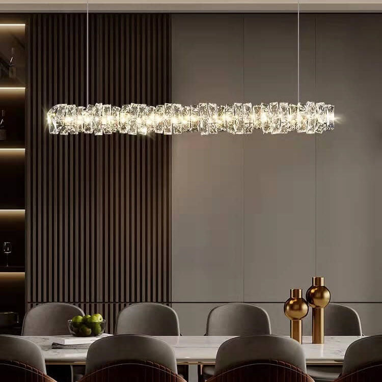 Modern Minimalist Linear Crystal LED Chandelier