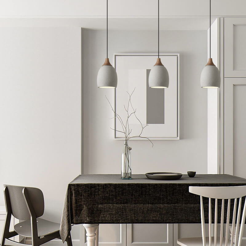 Suspension Luminaire Minimaliste en Dôme de Ciment à 1 Lumière 