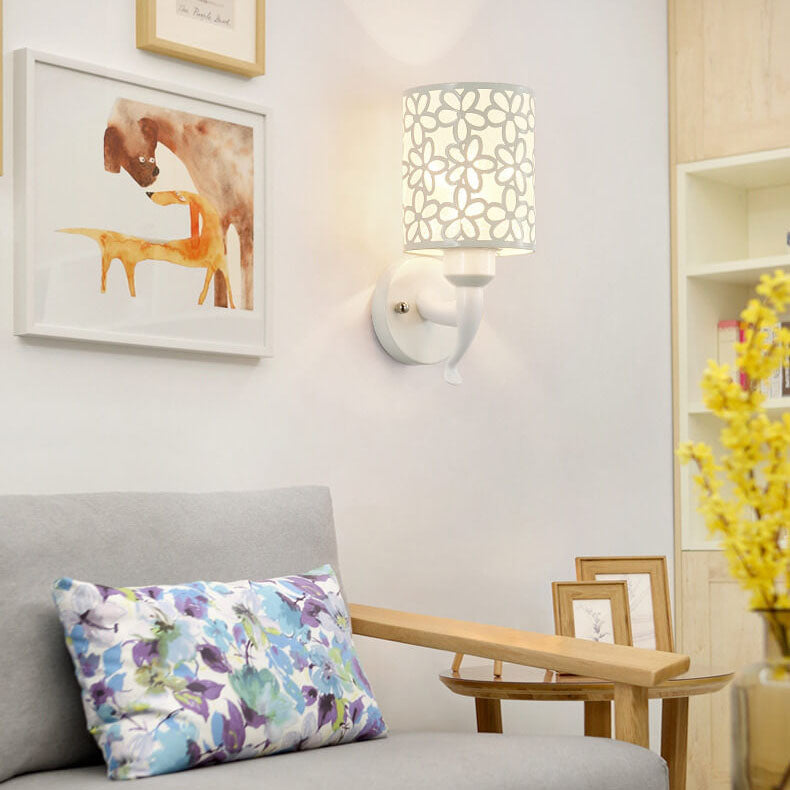 Modern Column Floral Shade 1-Light Wall Sconce Lamp