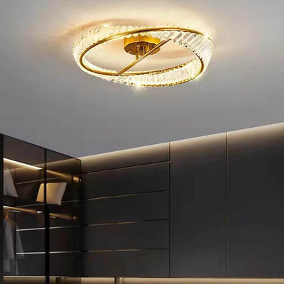 Post-modern Crystal Round LED Semi-Flush Mount Ceiling Light