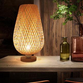 Modern Bamboo Weaving Oval 1-Light Table Lamp