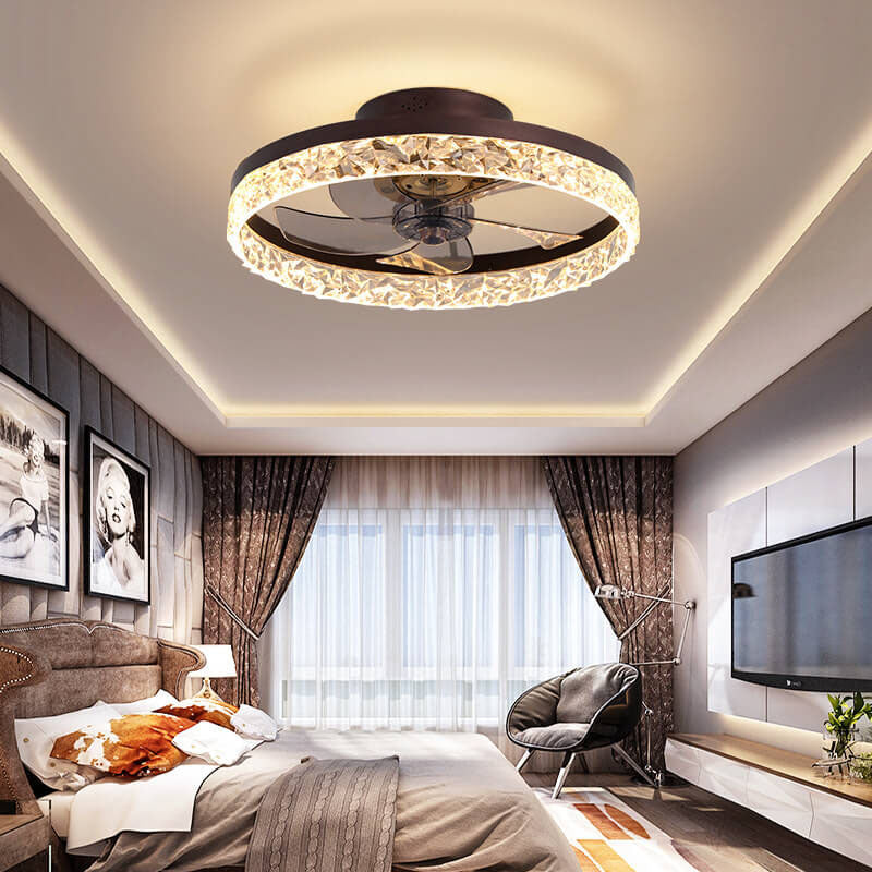 Modern Circle Ring LED Semi-Flush Mount Ceiling Fan Light