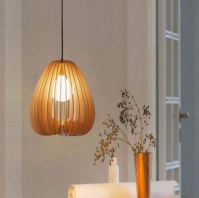 Vintage Basswood Pear Shaped 1-Light Pendant Light