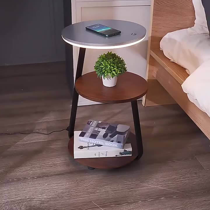 Modern Minimalist Column Storage Shelf Wireless Charging LED One Floor Lamp