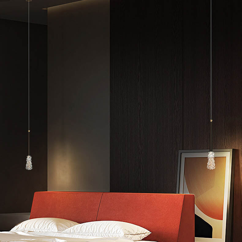Moderne Kupfer-Klarglas-Tapered 1/2 Licht Pendelleuchte 