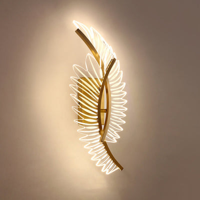 Moderne Acryl Feder Gold Kupfer LED Wandleuchte 