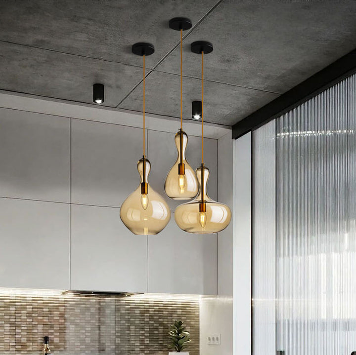 Moderne minimalistische geometrische Bernsteinflasche 1-Licht Pendelleuchte 