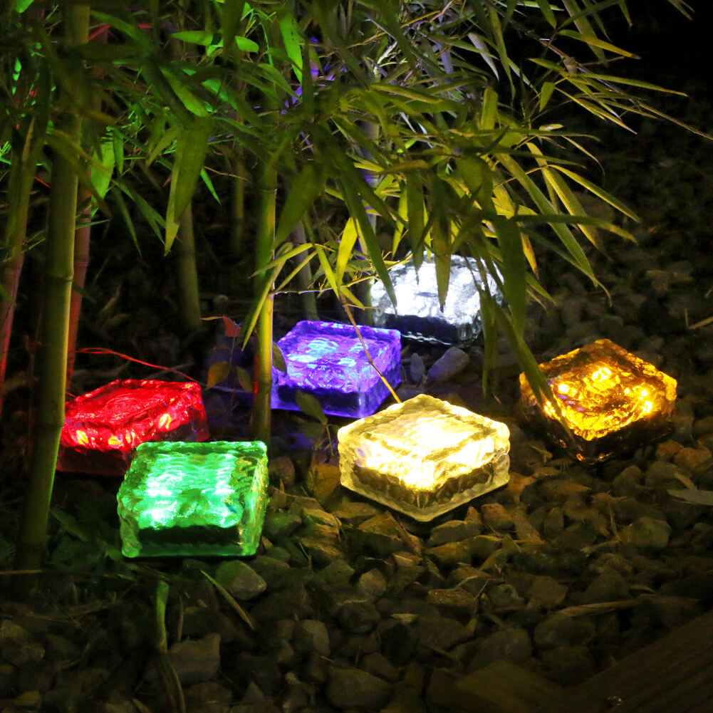 Solar-LED-Eisziegel Wasserdichtes Glas Bodenlicht Gartenlicht 