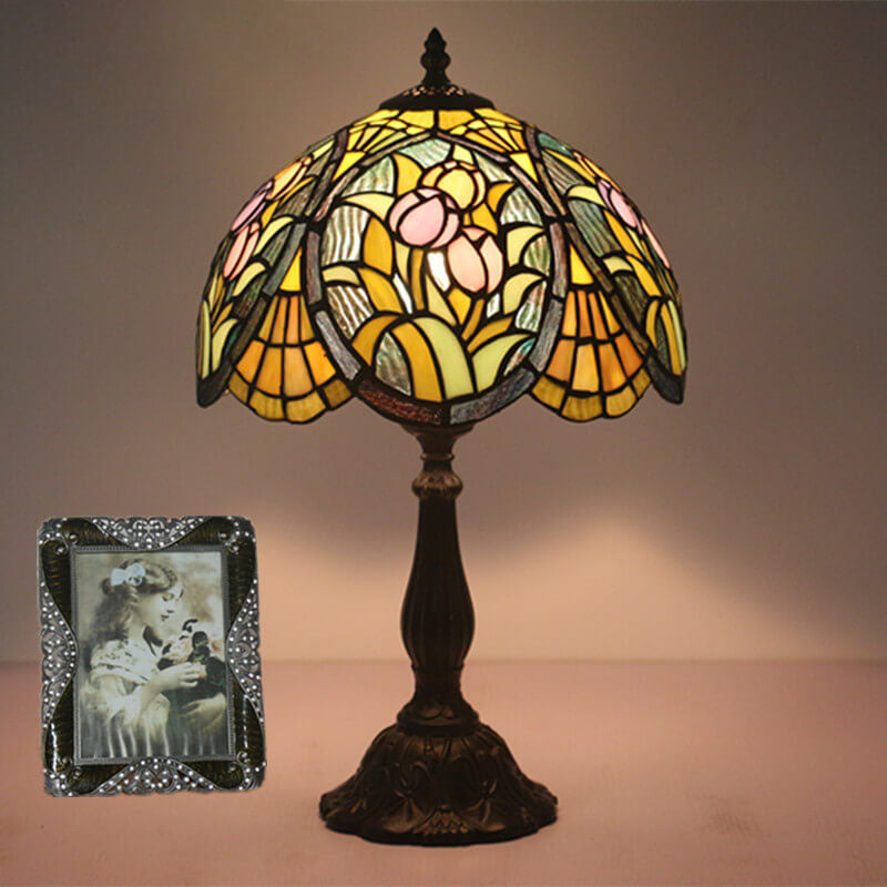 Tiffany Rustikale Buntglas 1-Licht Tischlampe 