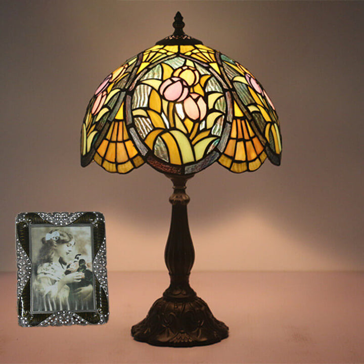 Tiffany Rustikale Buntglas 1-Licht Tischlampe 