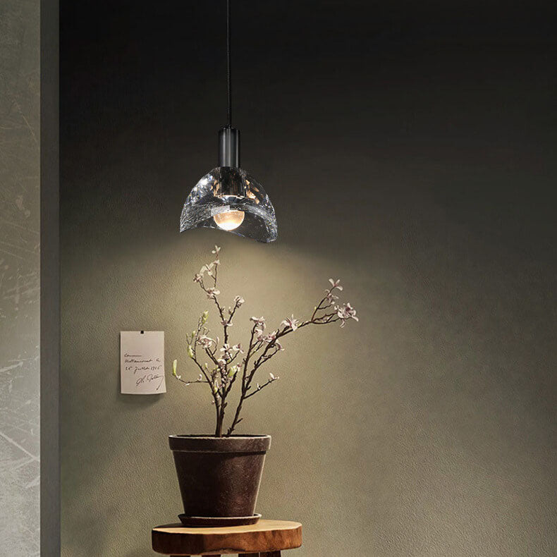 Lampe suspendue LED en cuivre et cristal à dôme créatif et moderne 