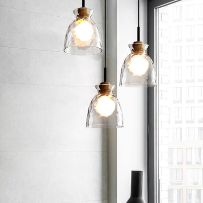 Nordic Clear Rippled Glass Shaded 1-Light Pendant Light