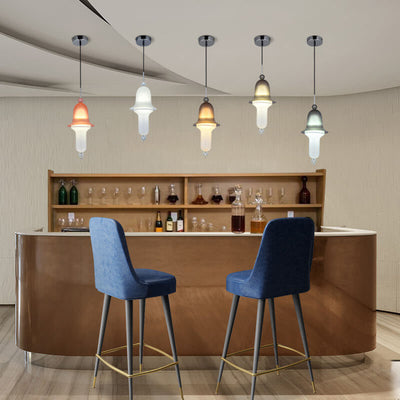 Simple Creative Colorful Bell Glass 1-Light LED Pendant Light