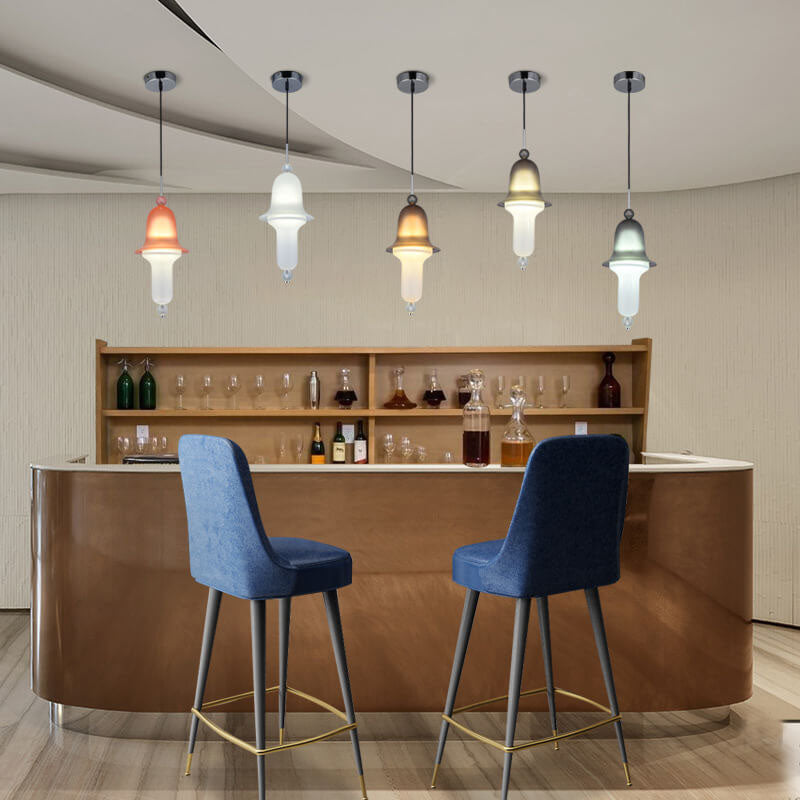 Simple Creative Colorful Bell Glass 1-Light LED Pendant Light