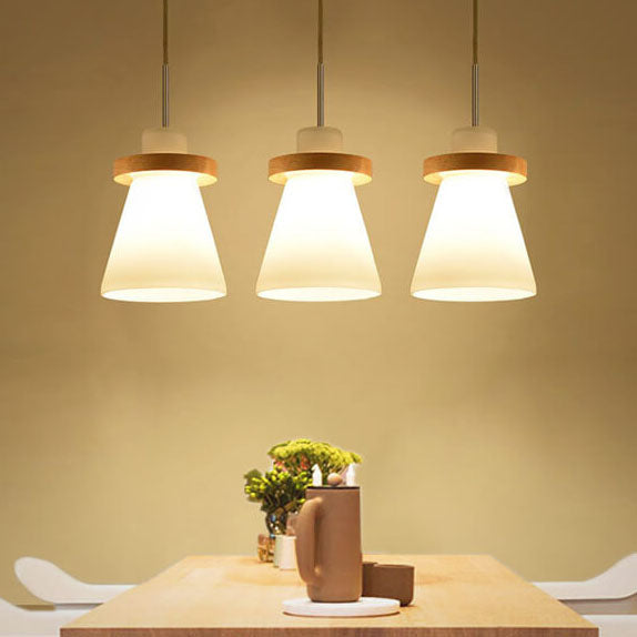 Lámpara colgante LED de 1 luz con forma de campana de vidrio nórdico 