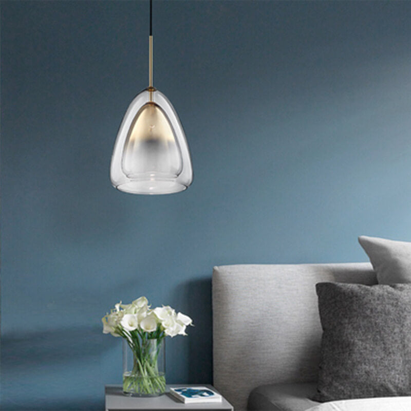 Modern Minimalist Glass Triangle Shape 1-Light Pendant Light