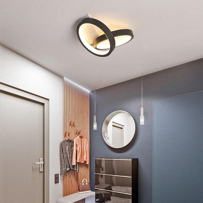 Modern Minimalist Circle 2-Light LED Semi-Flush Mount Ceiling Light