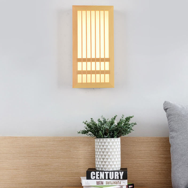 Modern Minimalist Solid Wood Acrylic Rectangular LED  Wall Sconce Lamp for Living Room