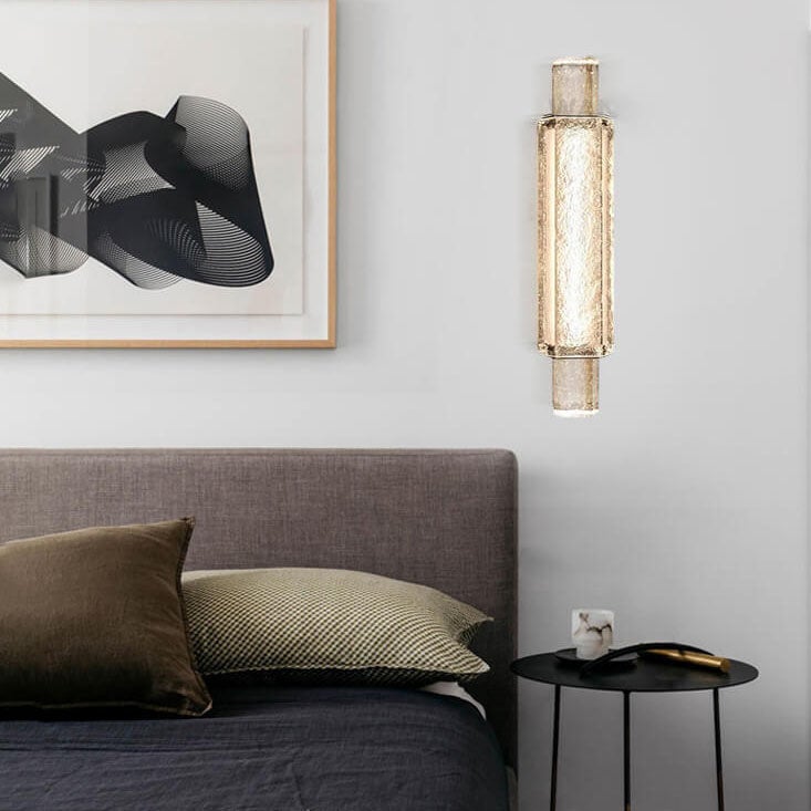 Applique murale LED à 1 lumière en verre cylindrique à bulles de luxe moderne 