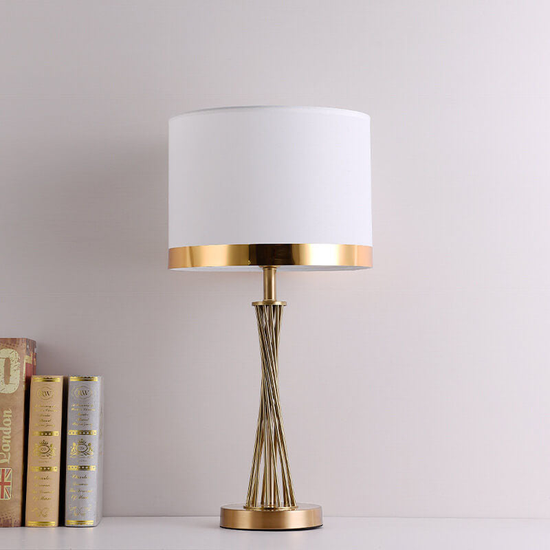 Nordic Fabric Gold Linear Base 1-Light  Table Lamp