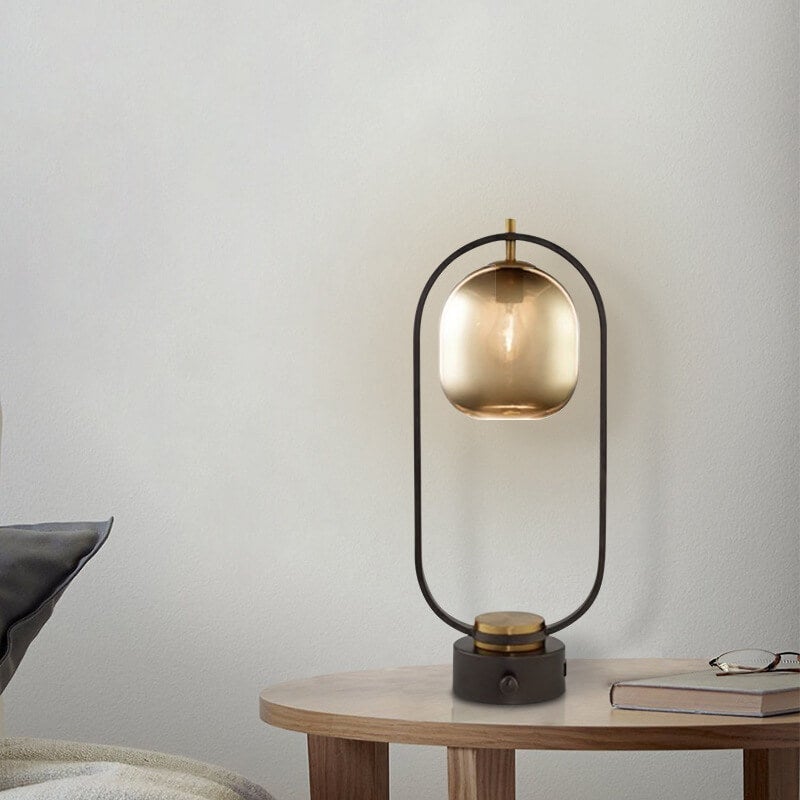 Lampe de Table Moderne en Verre Ambre à 1 Lumière 