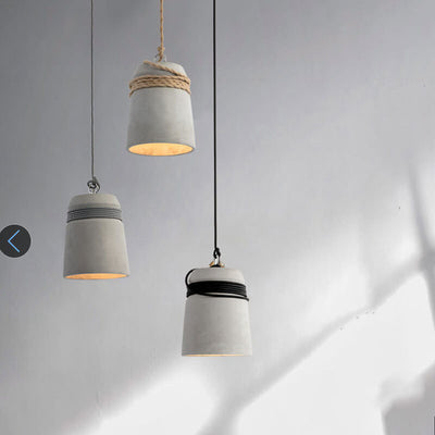 Industrial Cement Column Rope Wire 1-Light Pendant Light