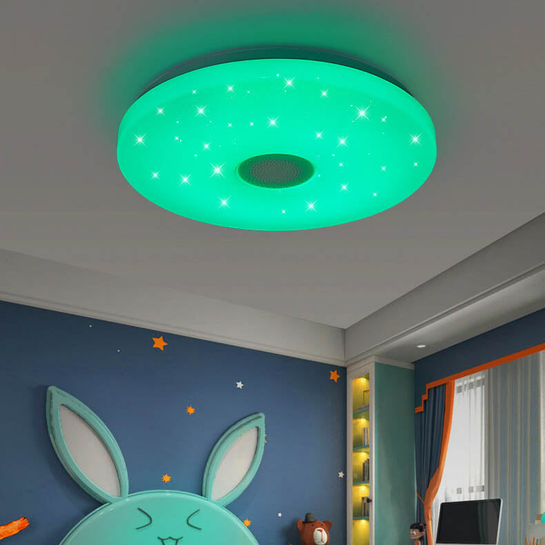 Smart Dimmable LED Remote Control Bluetooth Music Speaker Flush Mount Ceiling Light
