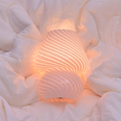 Lampe de Table de Nuit à LED 1 Lumière Champignon en Verre Créatif Rétro 