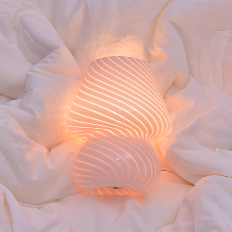 Lampe de Table de Nuit à LED 1 Lumière Champignon en Verre Créatif Rétro 