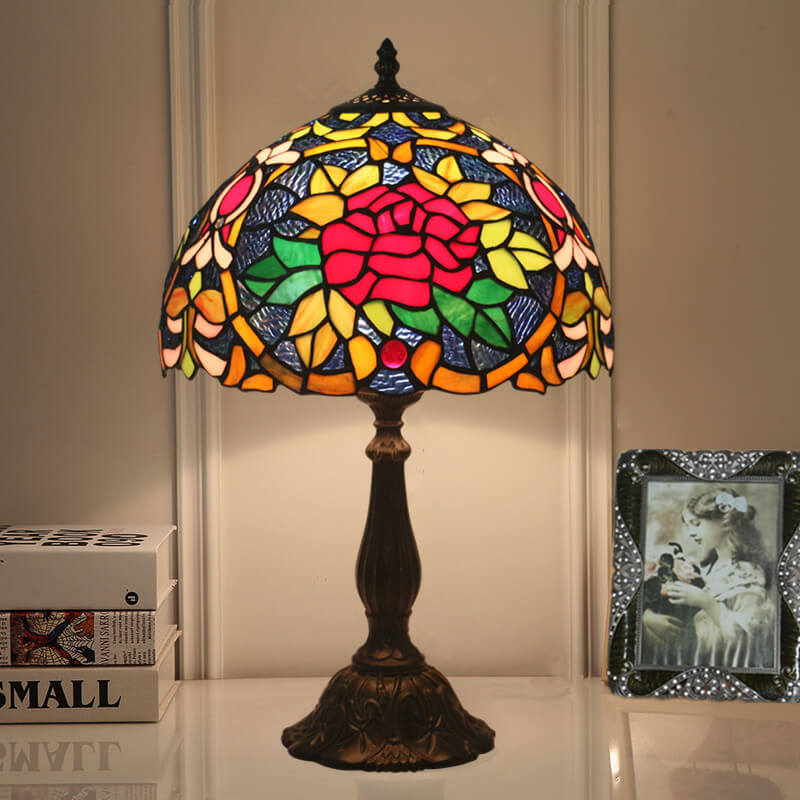 Lámpara de mesa Tiffany European Blooming Flower de 1 luz 