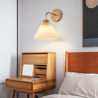 Modern Minimalist Pleated Umbrella Shade 1-Light Wall Sconce Lamp