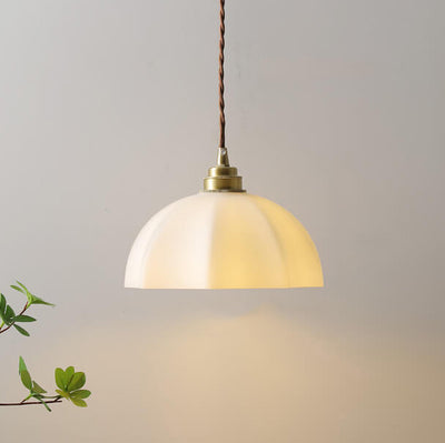 Minimalist Japanese Glass Dome 1-Light Pendant Light