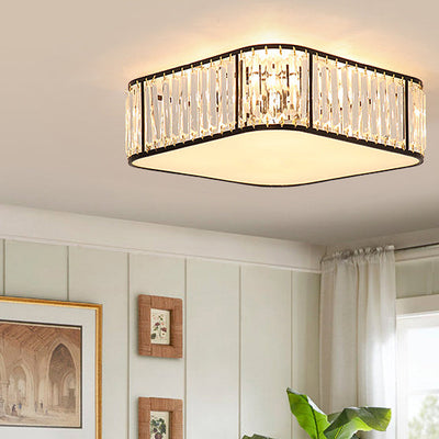 Modern Crystal Square 5-Light Flush Mount Ceiling Light