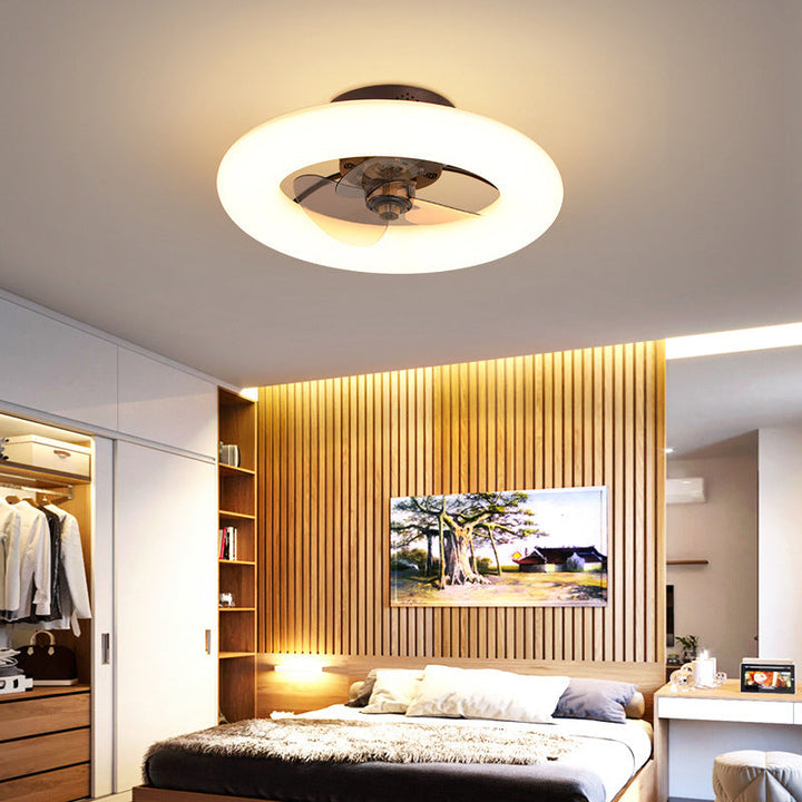 Moderner Kreativkreis LED Semi-Flush Mount Deckenventilator Licht 