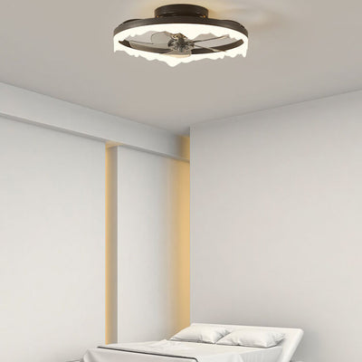 Minimalist Round Acrylic Border LED Semi-Flush Mount Ceiling Fan Light