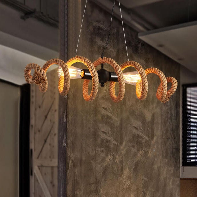 Vintage Weaving Rope Spiral Wave  2-Light Chandelier