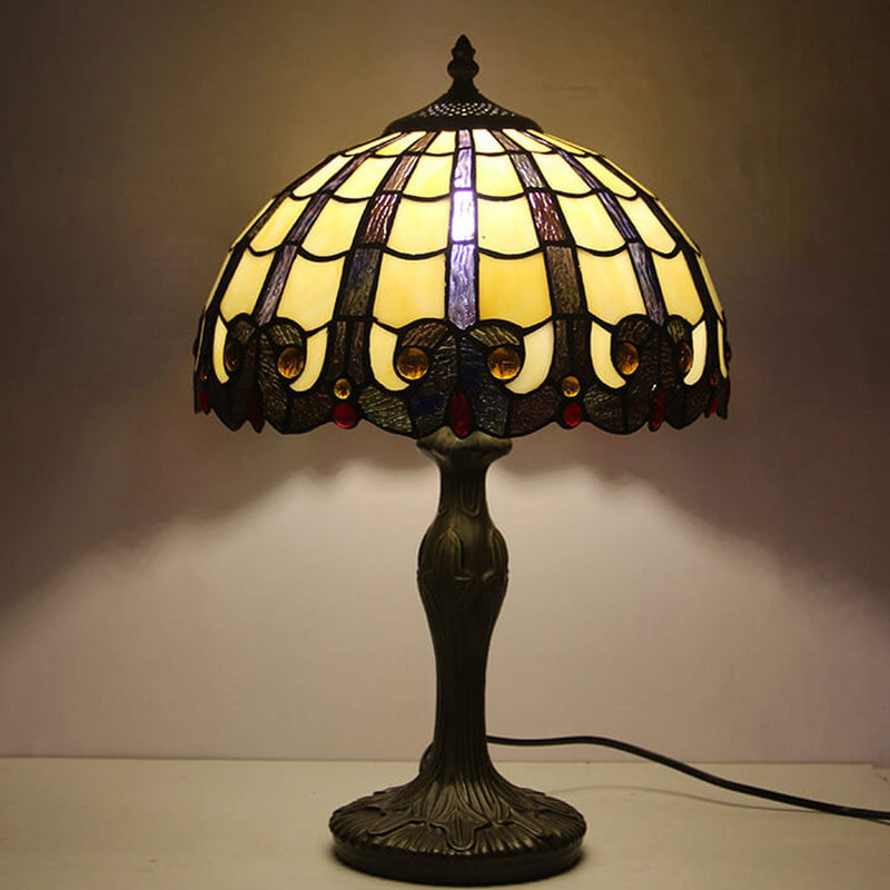Vintage Tiffany Stained Glass Shade 1-Light Table Lamp
