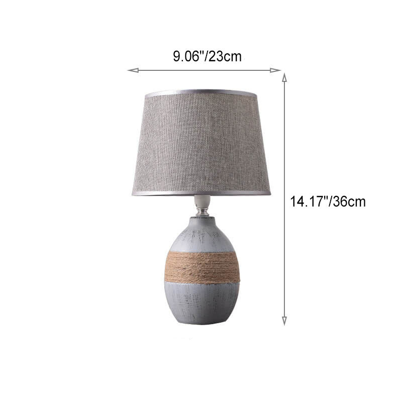 Nordic Vintage Stoff Keramik Glasbasis 1-Licht Tischlampe 