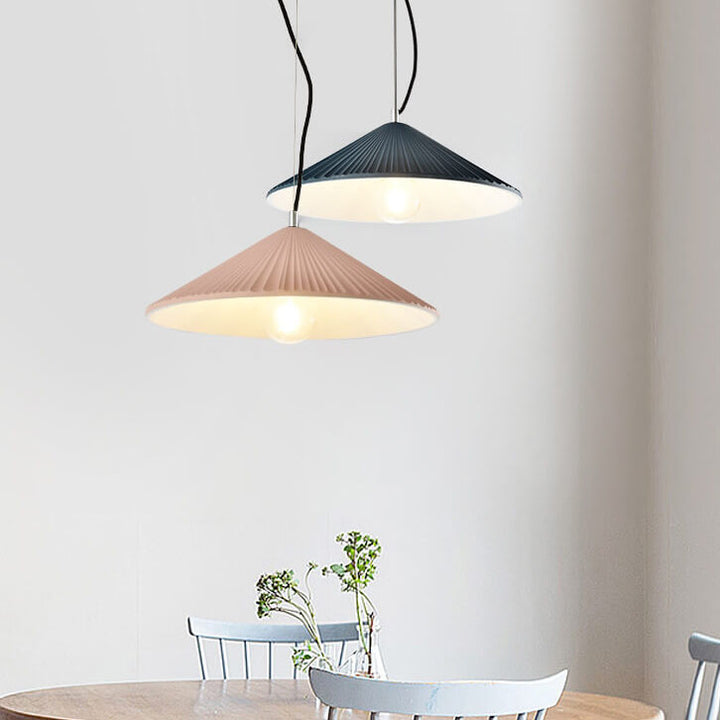 Lámpara colgante con pantalla de paraguas texturizada Nordic Resin de 1 luz 