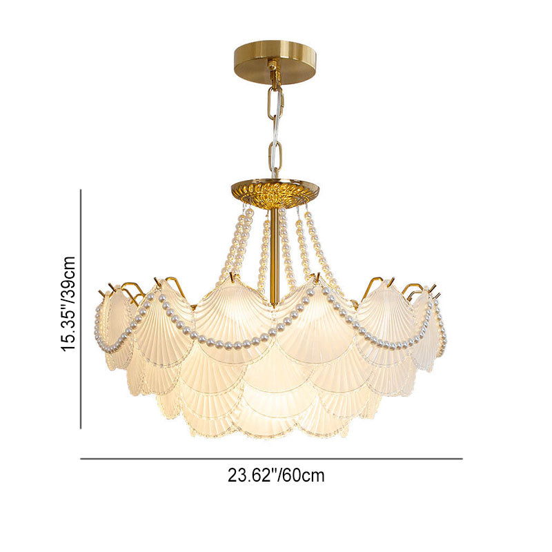 Traditional French Round Shell Hardware Glass Crystal 9/12 Chandelier For Living Room