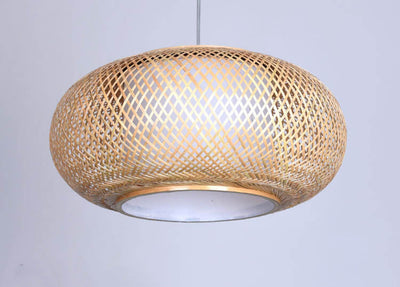 Modern Bamboo Weaving 1-Light Globe LED Pendant Light