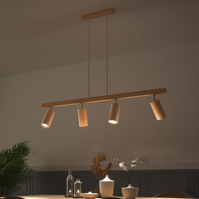 Nordic Minimalist Solid Wood Spotlight Track 2/3/4 Light Chandelier