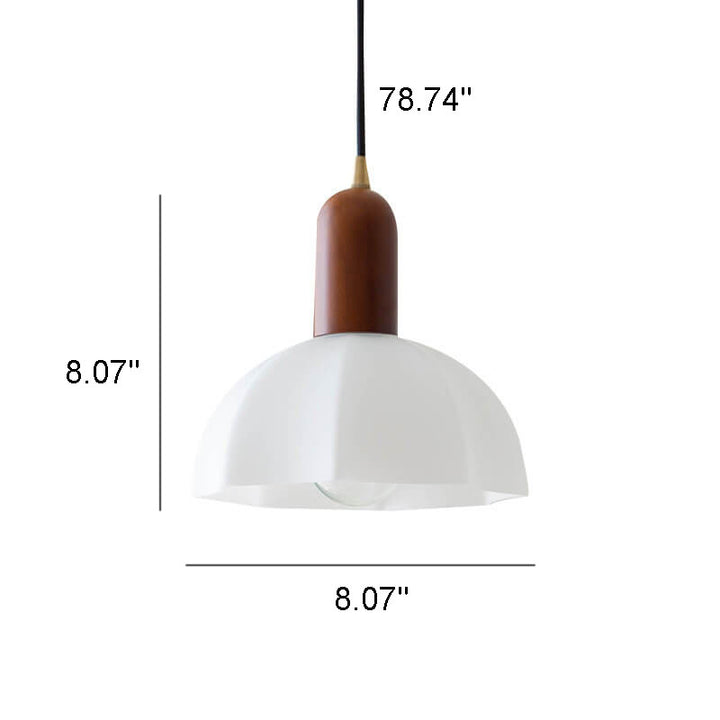 Suspension Luminaire 1 Lumière en Noyer Moderne avec Abat-Jour en Verre Vintage 
