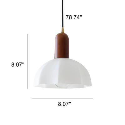 Modern Walnut Vintage Glass Shade 1-Light Pendant Light