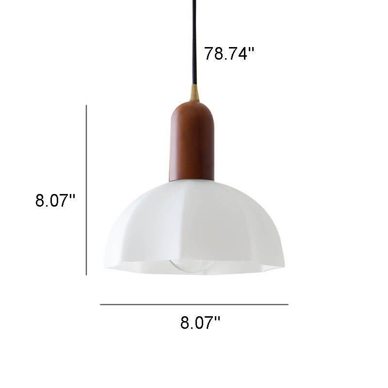 Modern Walnut Vintage Glass Shade 1-Light Pendant Light
