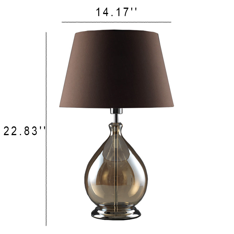 Moderne Cognac Stoffschirm Glasfuß 1-Licht Tischlampe 