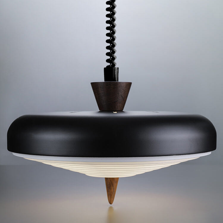 Industrielles Eisen Mehrere Japanische Stil Walnuss Ausziehbare 1-Licht Pendelleuchte 