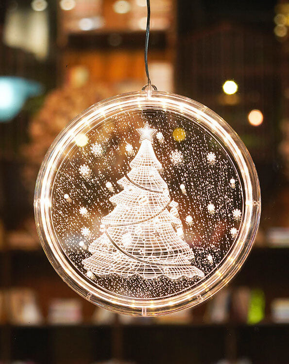 Weihnachtliche LED-Acryl-Dekoration mit runder Saugnapfleuchte 